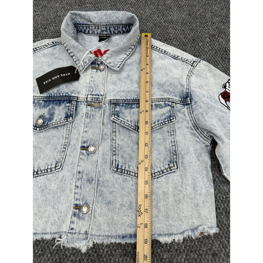 Georgia Bulldogs Women's Small Light Denim Cropped Jean Jacket - New - Picture 9 of 10